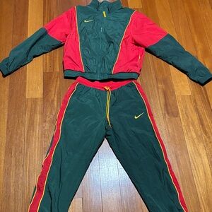 Throwback Nike Vibrant Red and Dark Green Tracksuit